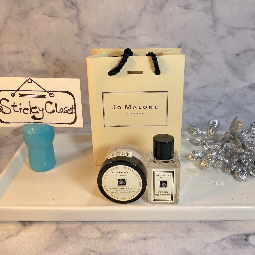 JO MALONE Set-Peony&Blush Suede Cream,Wood Sage&Sea Body Wash-15ml,15ml-2pc-NEW